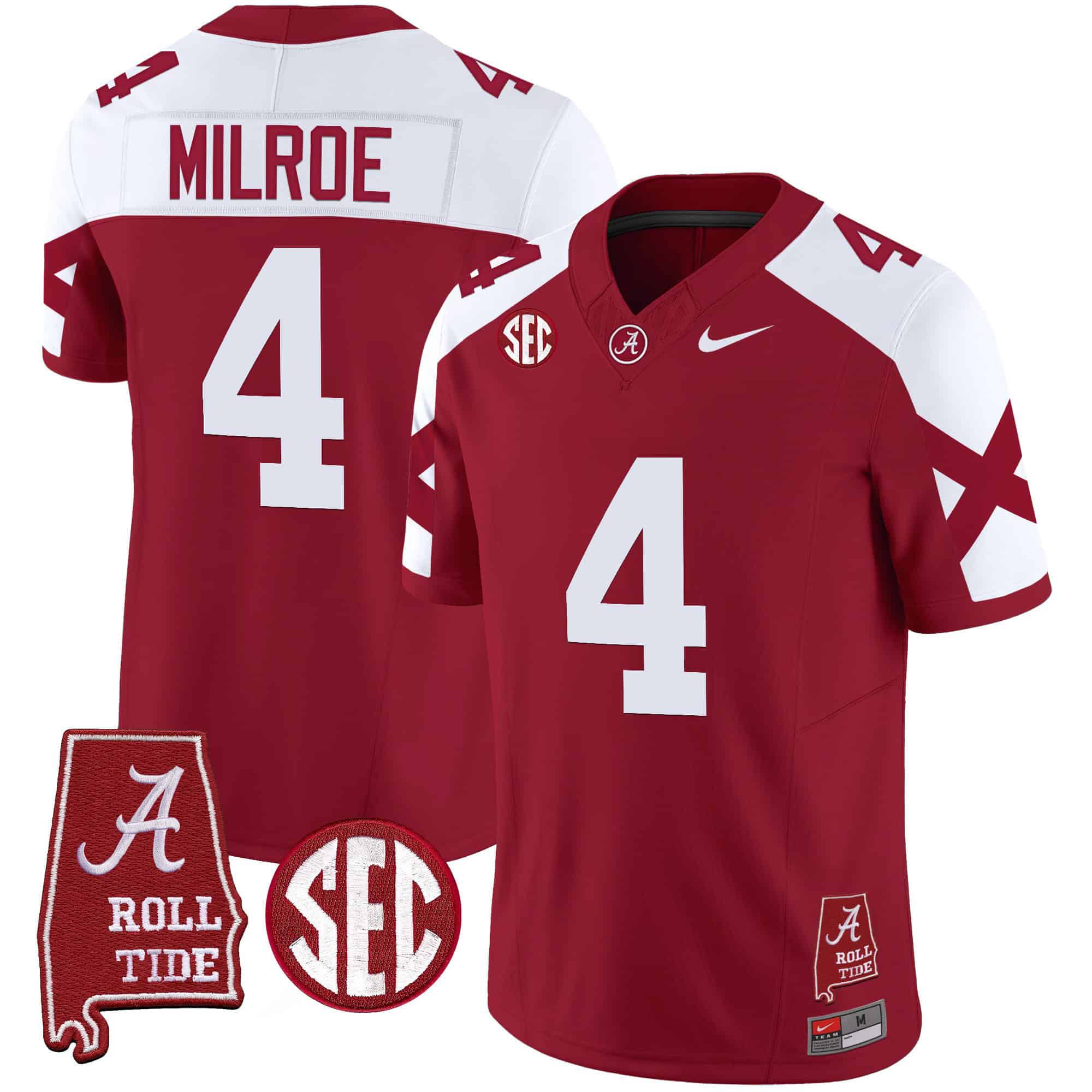 Men Alabama Crimson Tide #4 Milroe Red Map Vapor Limited 2024 Nike NCAA Jersey style 1->indianapolis colts->NFL Jersey